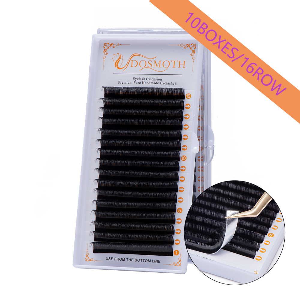 DOSMOTH 10 Boxes 16 Rows 7-16  - Eyelash Extension Human Hair recension och pris