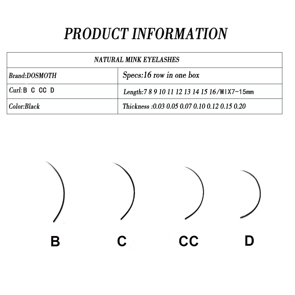 DOSMOTH 10 Boxes 16 Rows 7-16  - Eyelash Extension Human Hair recension och pris